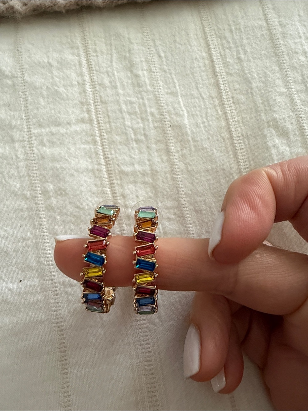 NWOT Mallorca Gold Multicolor Hoop Earrings